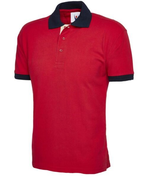 Contrast Poloshirt - Red, S