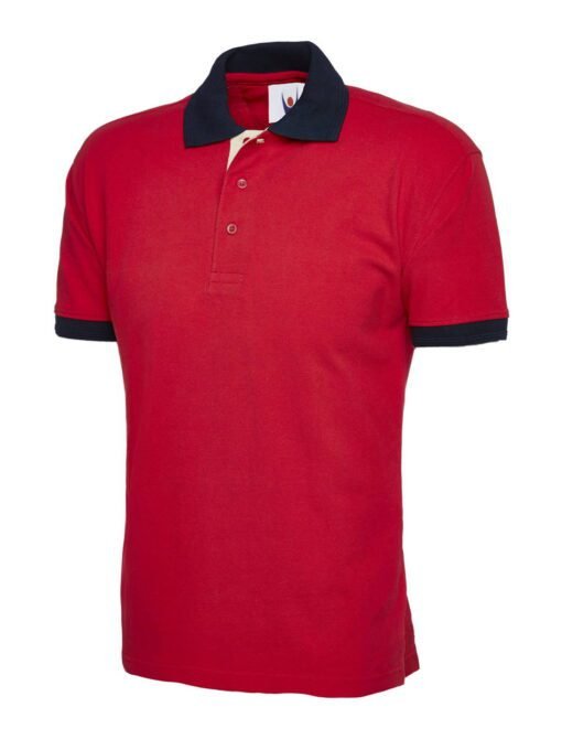 Contrast Poloshirt - Red, S