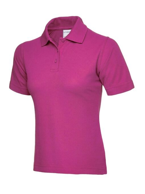 Ladies Active Cotton Poloshirt - Hot Pink, XS
