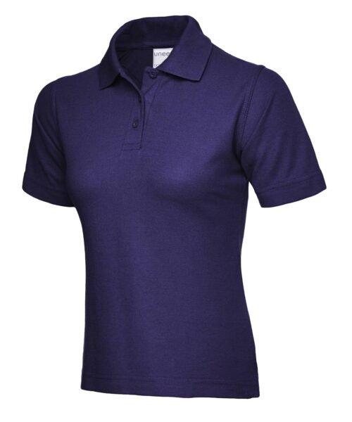 Ladies Active Cotton Poloshirt - Purple, XS