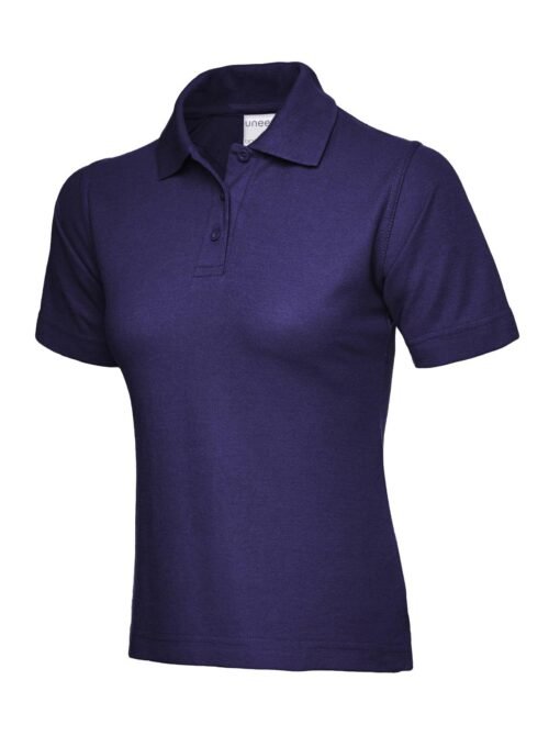 Ladies Active Cotton Poloshirt - Purple, XS