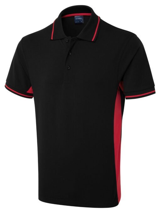 Two Tone Polo Shirt - Black/Red, XS