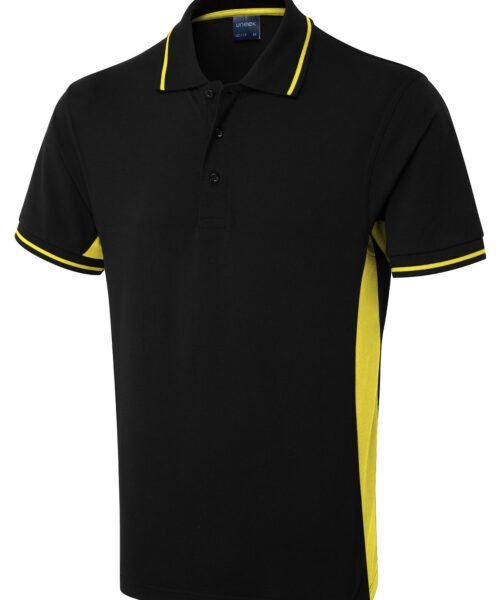 Two Tone Polo Shirt - Black/Yellow, XS