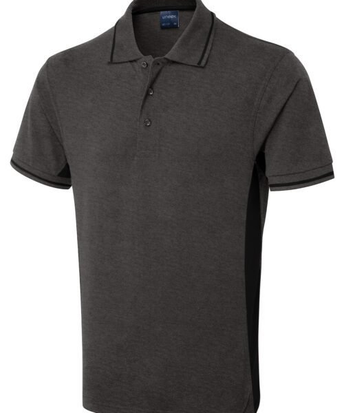 Two Tone Polo Shirt - Charcoal/Black, XS