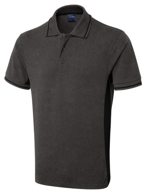 Two Tone Polo Shirt - Charcoal/Black, XS