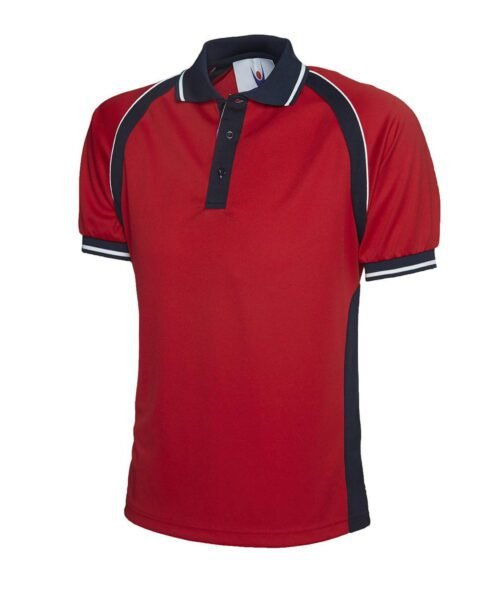 Sports Poloshirt - Red/Navy, XS