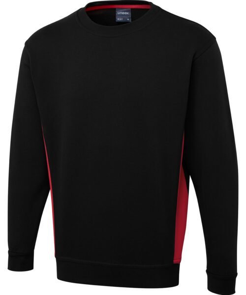 Two Tone Crew New Sweatshirt - Black/Red, XS