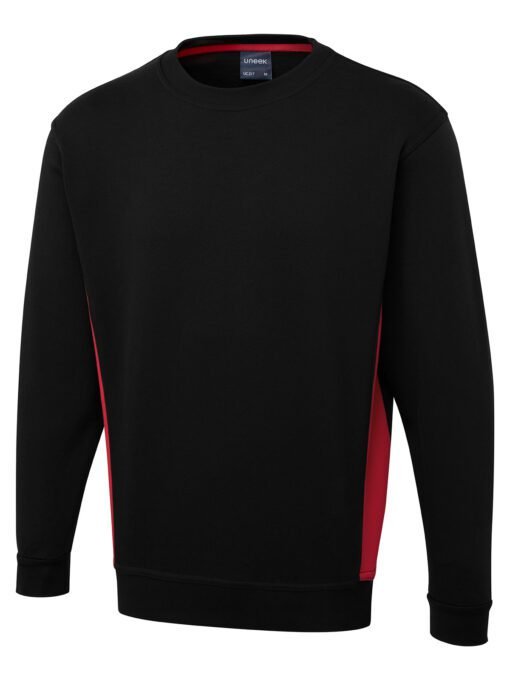 Two Tone Crew New Sweatshirt - Black/Red, XS