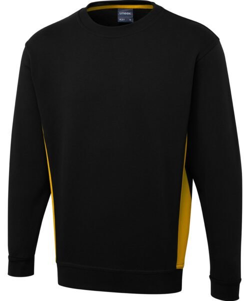 Two Tone Crew New Sweatshirt - Black/Yellow, XS