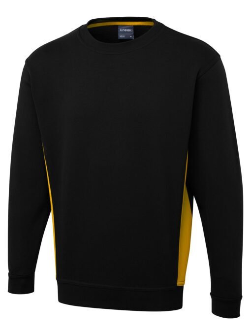 Two Tone Crew New Sweatshirt - Black/Yellow, XS