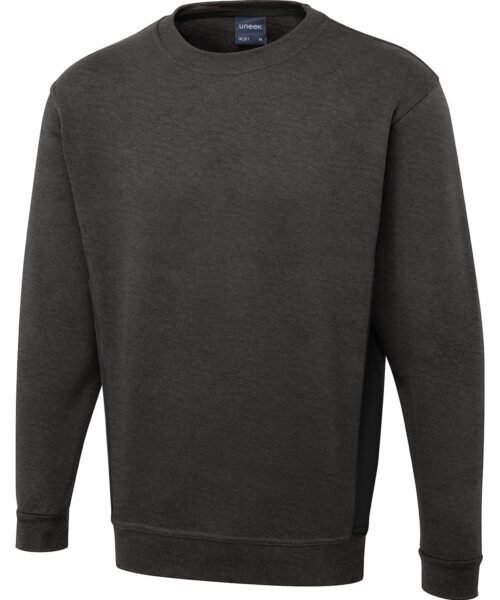 Two Tone Crew New Sweatshirt - Charcoal/Black, XS