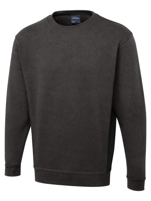 Two Tone Crew New Sweatshirt - Charcoal/Black, XS