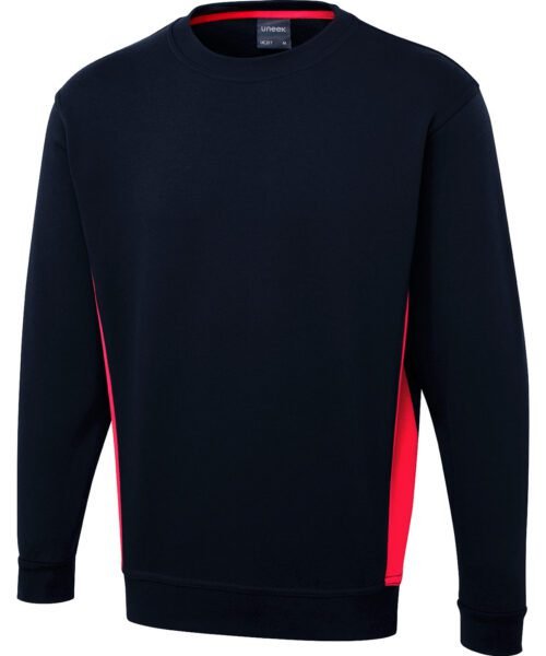 Two Tone Crew New Sweatshirt - Navy/Red, XS
