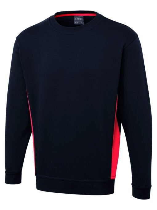 Two Tone Crew New Sweatshirt - Navy/Red, XS