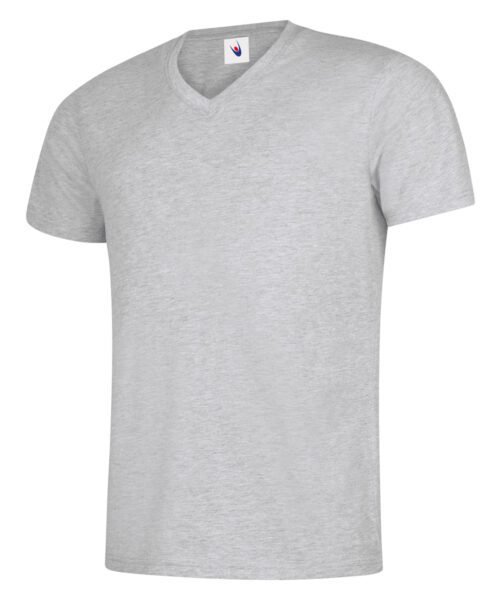 Classic V Neck T-shirt - Heather Grey, XS