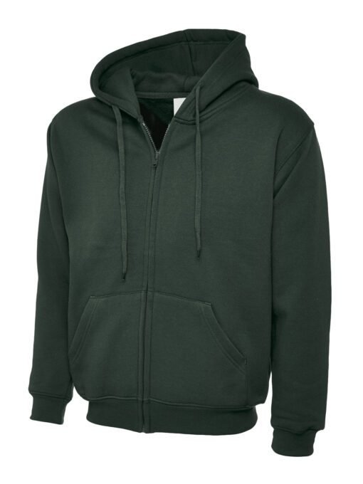 Adults Classic Full Zip Hooded Sweatshirt - Bottle Green, XS