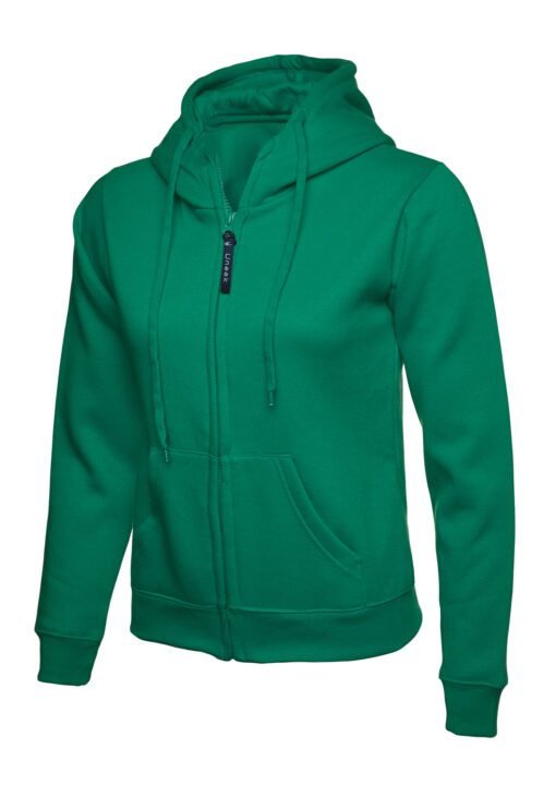 Ladies Classic Full Zip Hooded Sweatshirt - Kelly Green, XS