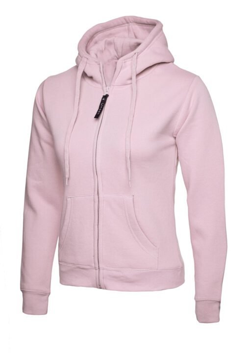 Ladies Classic Full Zip Hooded Sweatshirt - Pink, XS