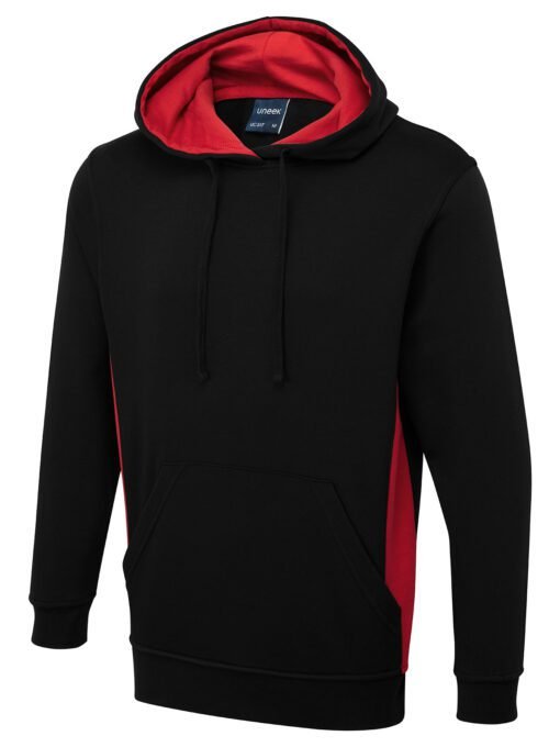 Two Tone Hooded Sweatshirt - Black/Red, XS