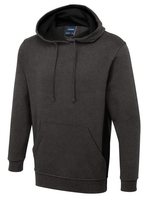 Two Tone Hooded Sweatshirt - Charcoal/Black, XS