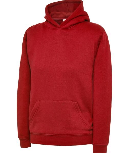 The UX Children’s Hooded Sweatshirt - Red, 3/4 YRS