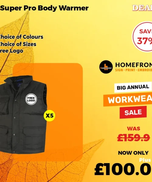 Deal 9: 5-Super Pro Body Warmers With Free Embroidered Logo